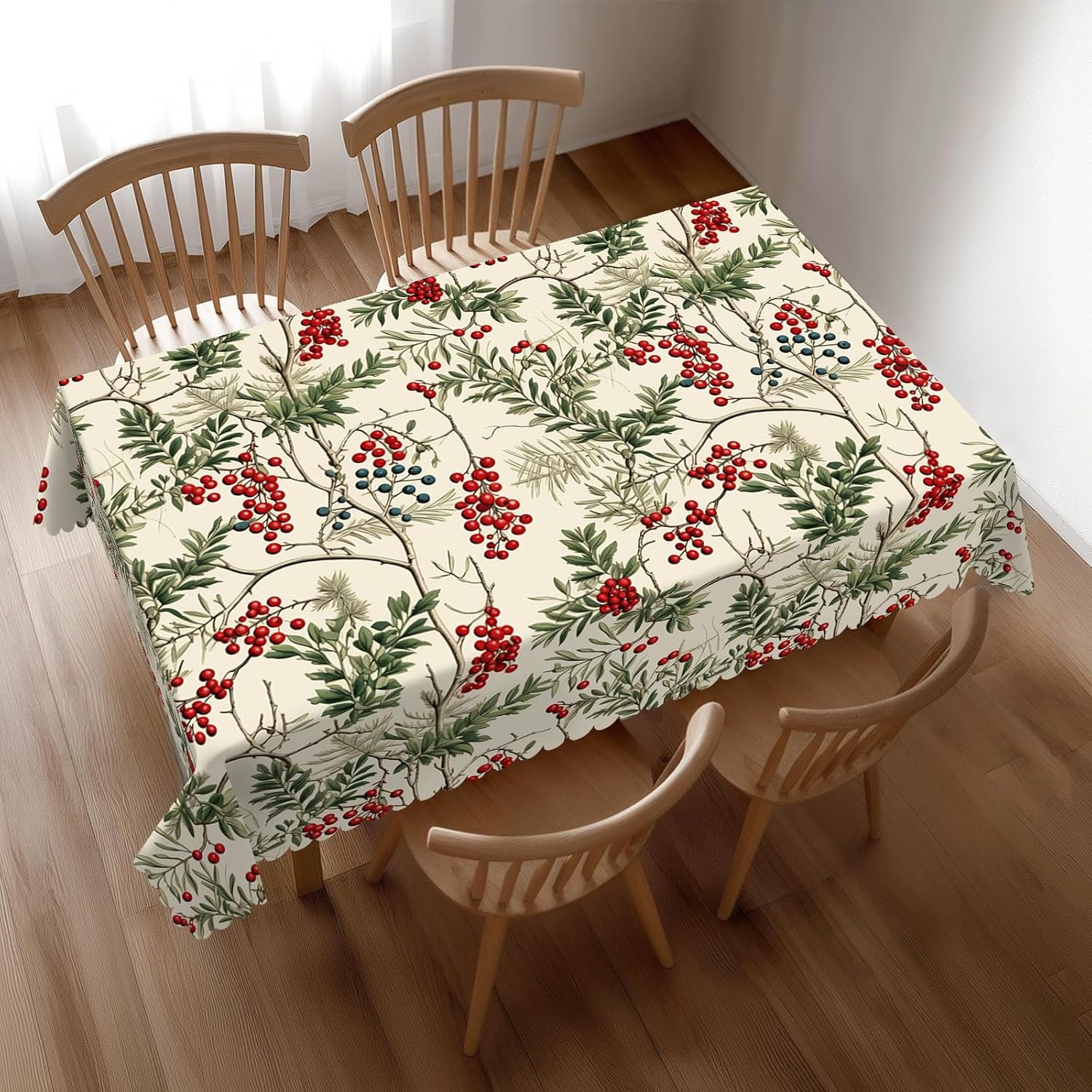 Home Textiles Premium - Mantel Navideño con Diseño de Bayas